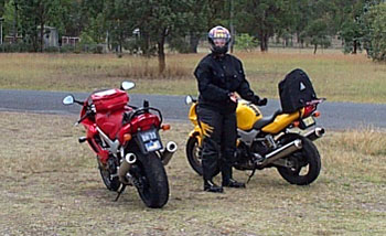 Deb with her and Burnies bikes